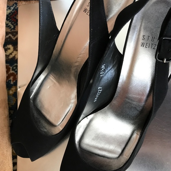 Silk Platform Stuart Weitzman Blk 10 like new - Picture 3 of 5
